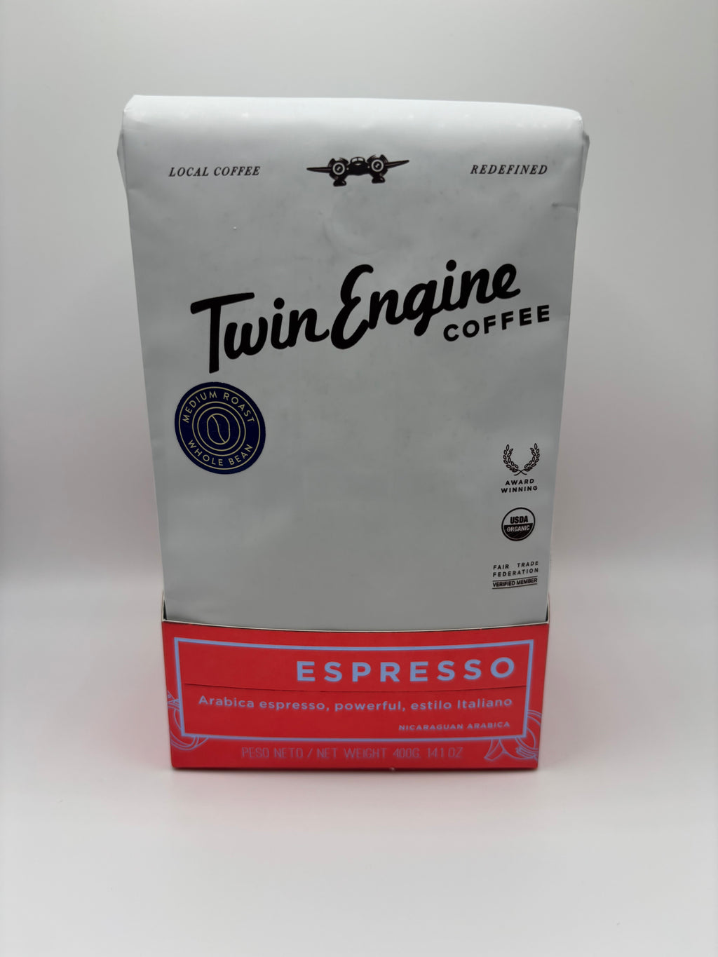 COFFEE - ESPRESSO (whole bean, medium roast, twin engine/nicaragua)