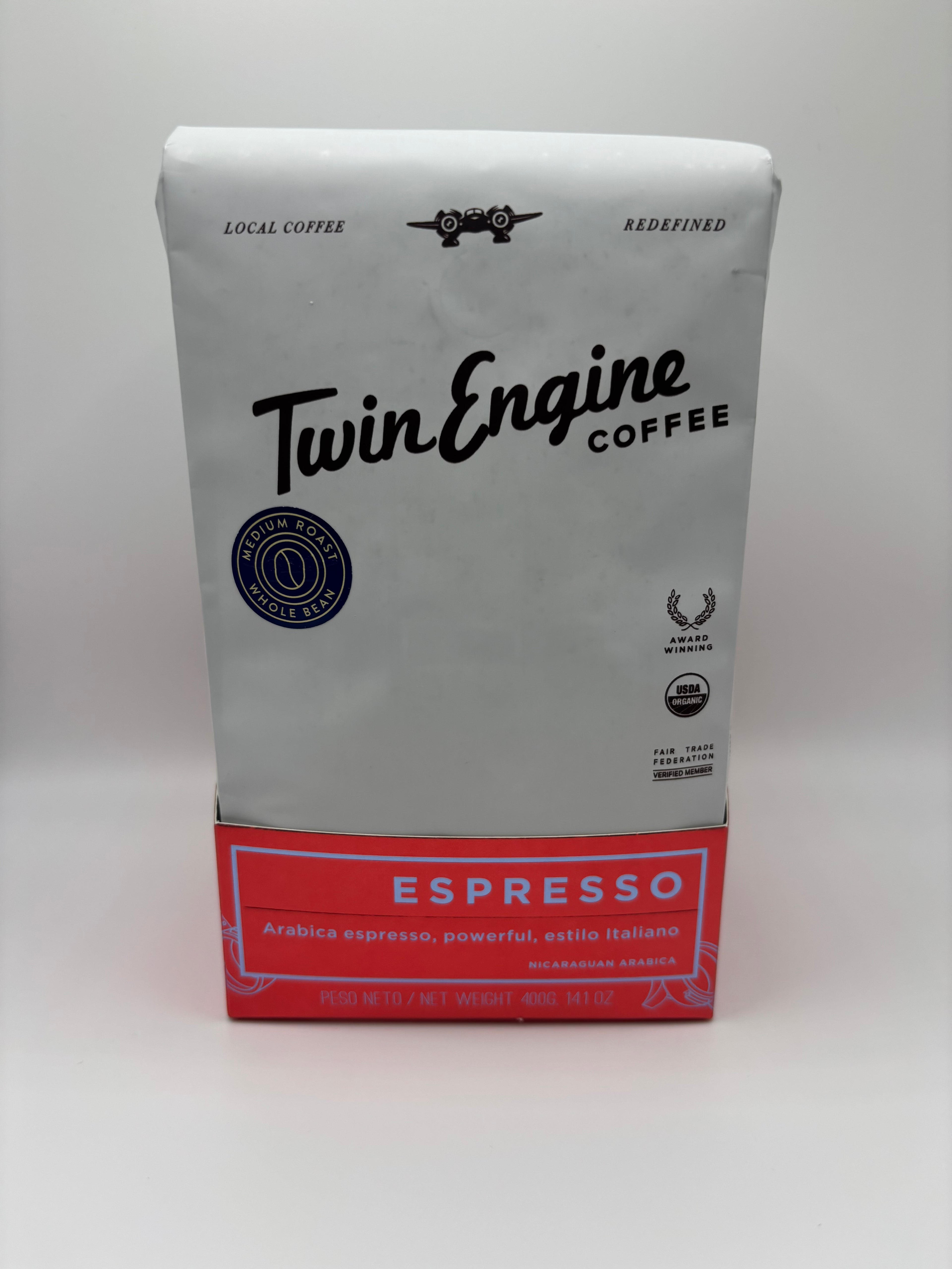 COFFEE - ESPRESSO (whole bean, medium roast, twin engine/nicaragua)