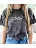 GOD IS GREATER TEE (dark grey acid washed)