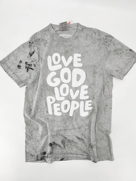 LOVE GOD LOVE PEOPLE TEE (gray colorblast)