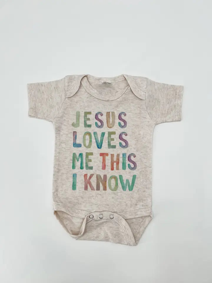 JESUS LOVES ME ONESIE (grey)