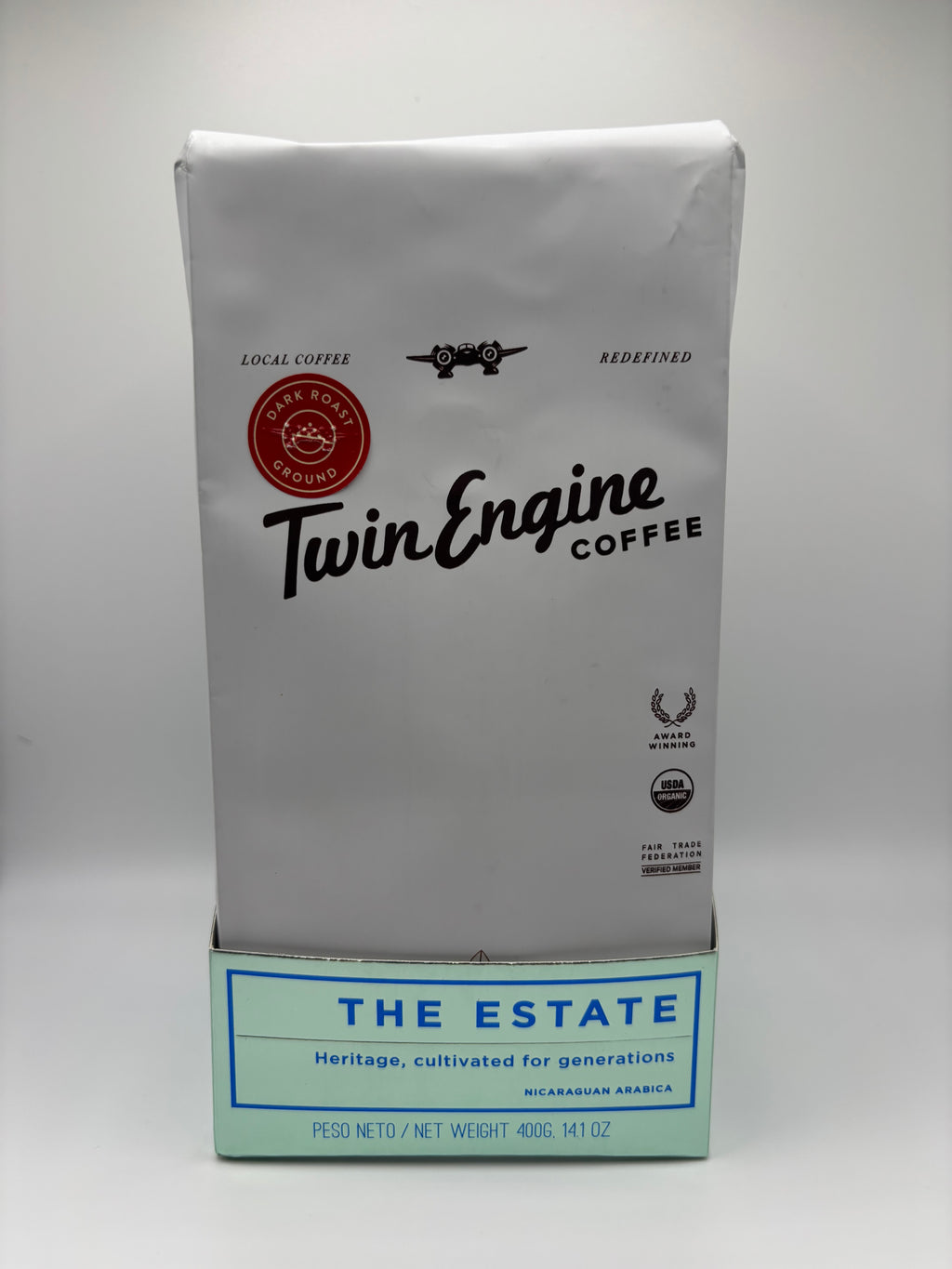 COFFEE - THE ESTATE (ground, dark roast, twin engine/nicaragua)