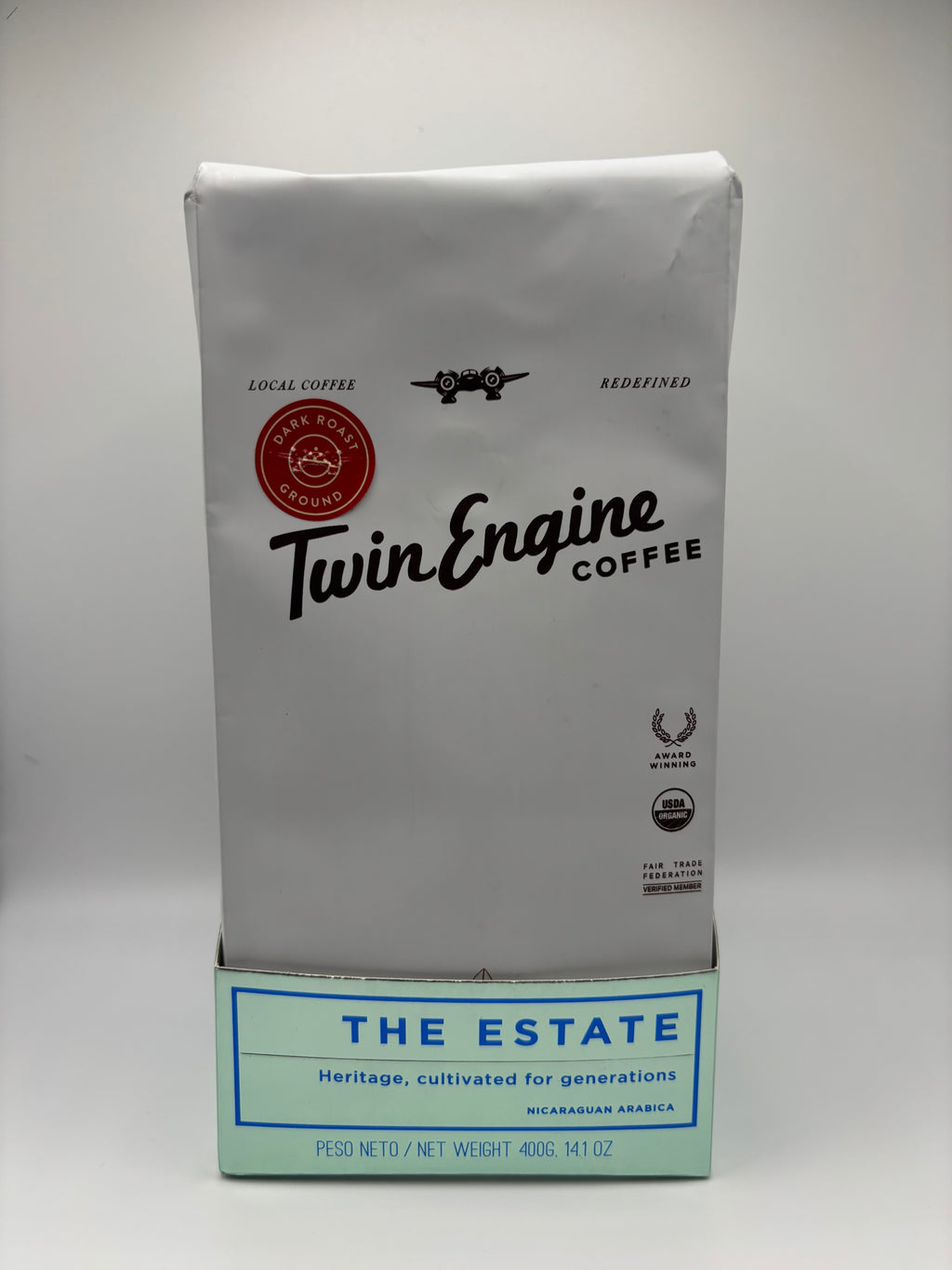 COFFEE - THE ESTATE (ground, dark roast, twin engine/nicaragua)